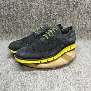 Cole Haan Zerogrand Wing Oxford Mens Size 11 M Suede Shoes C14220 Lime Green EUC
